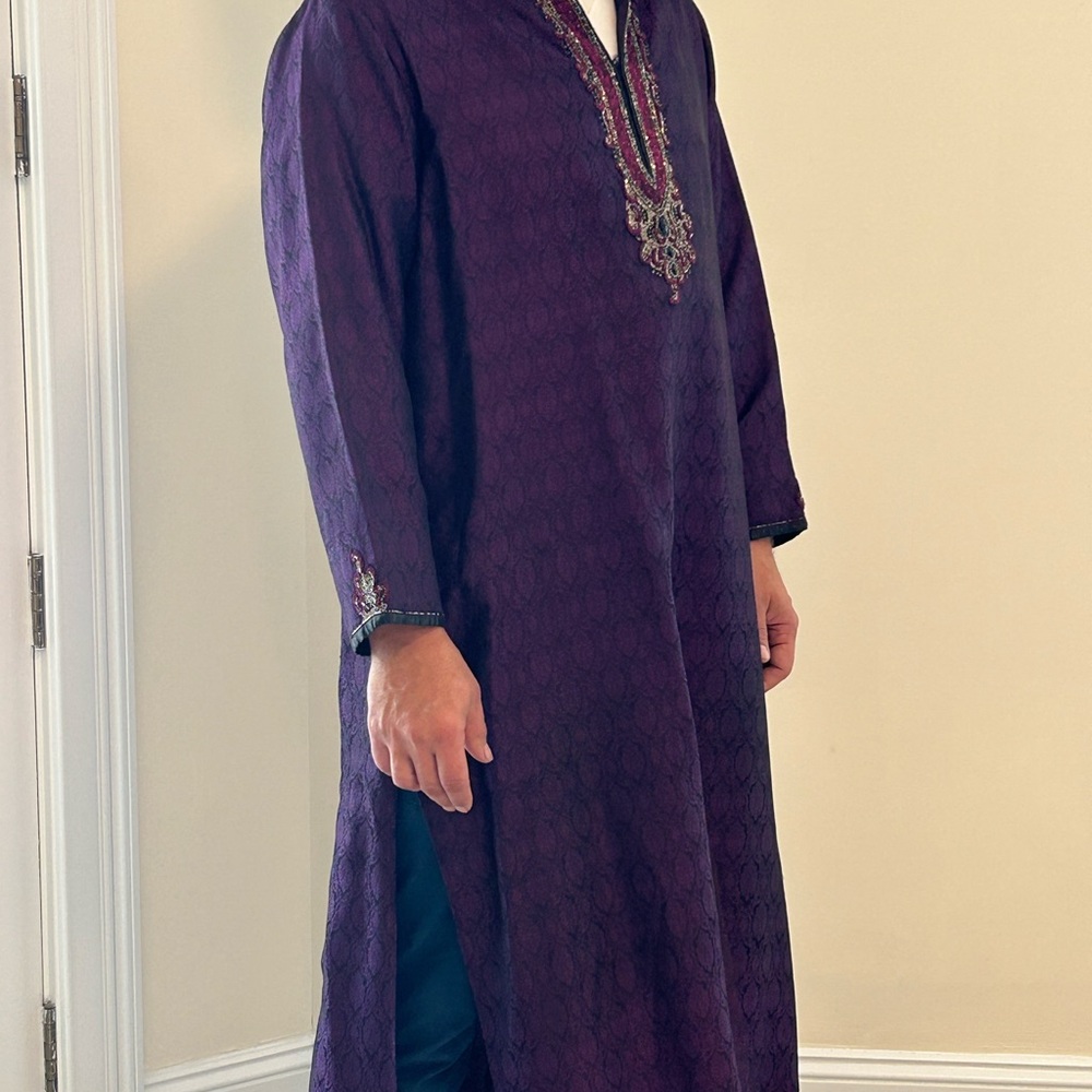 Purple Embroidered Kurta